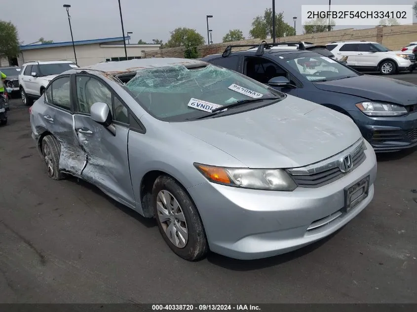 2HGFB2F54CH334102 2012 Honda Civic Lx