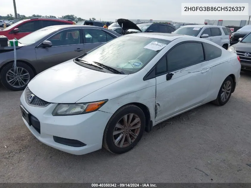 2012 Honda Civic Ex VIN: 2HGFG3B86CH526337 Lot: 40350342