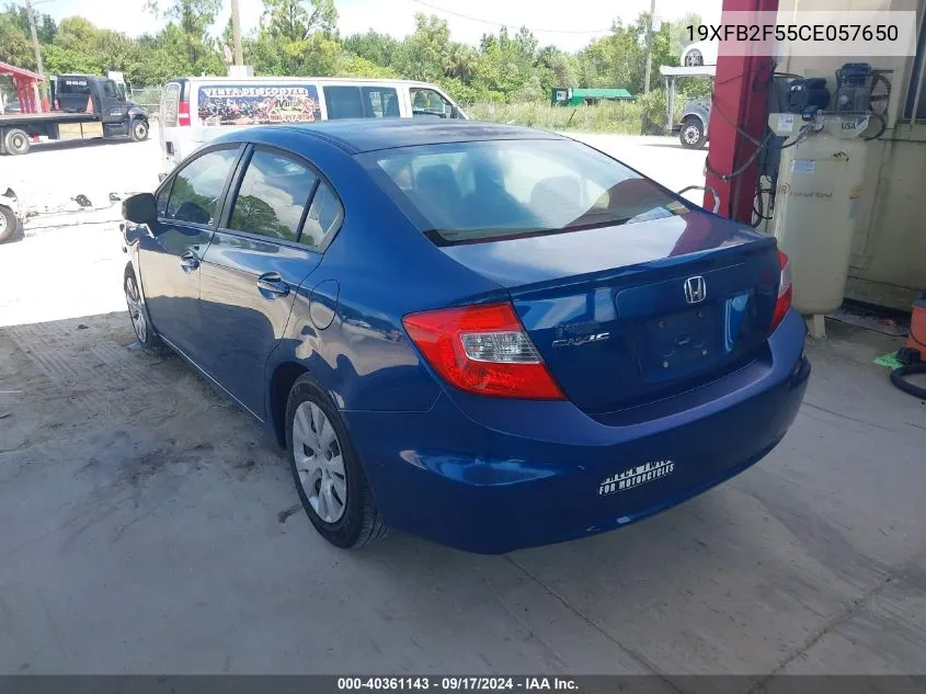 2012 Honda Civic Lx VIN: 19XFB2F55CE057650 Lot: 40361143