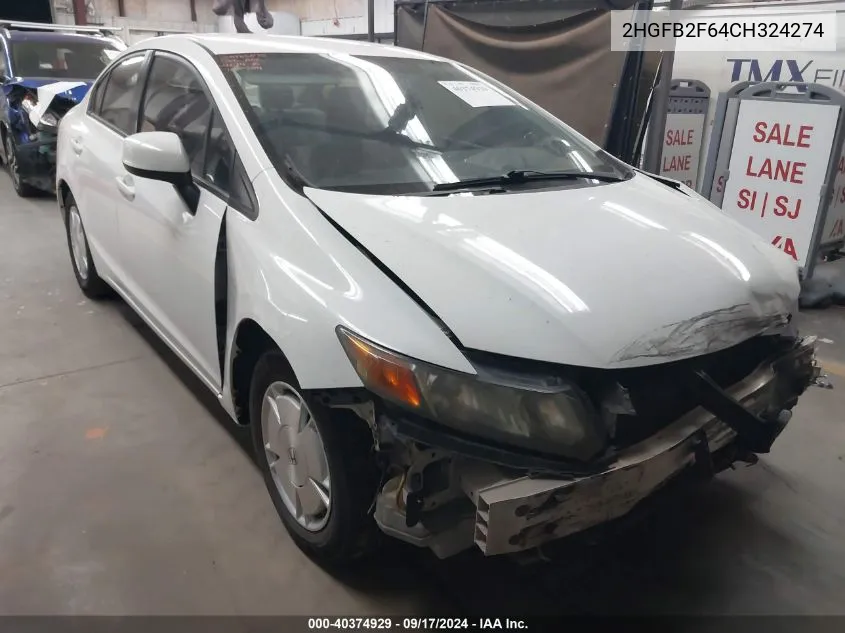 2HGFB2F64CH324274 2012 Honda Civic Hf