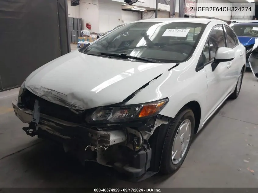 2HGFB2F64CH324274 2012 Honda Civic Hf