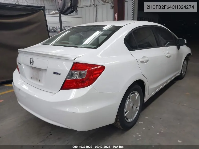 2HGFB2F64CH324274 2012 Honda Civic Hf