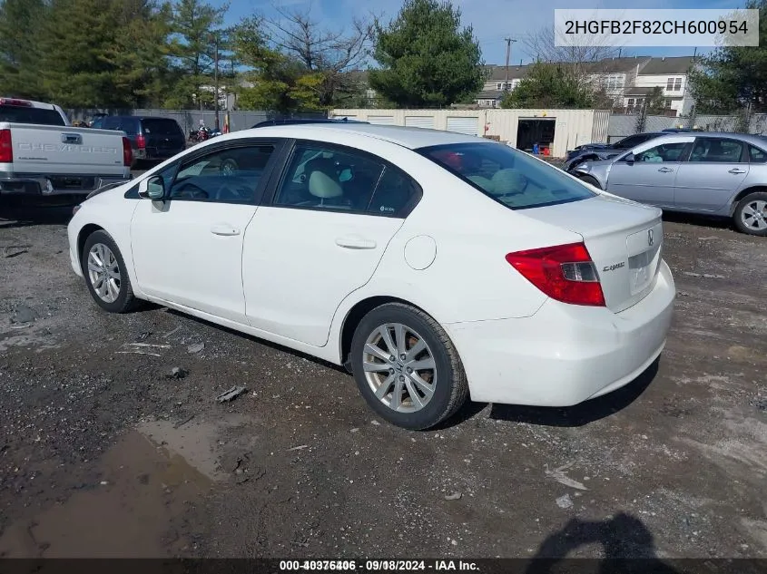 2HGFB2F82CH600954 2012 Honda Civic Ex