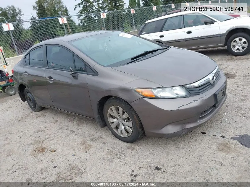 2HGFB2F59CH598741 2012 Honda Civic Lx