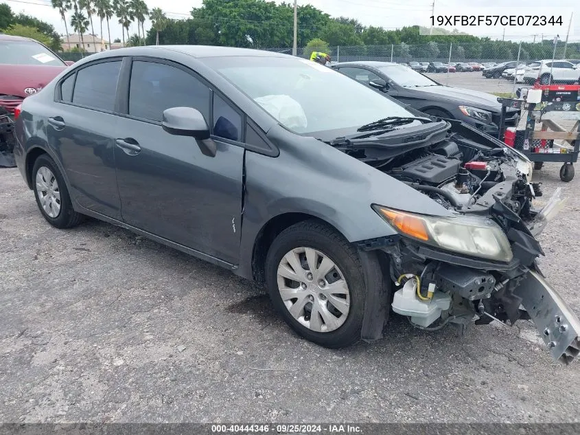 2012 Honda Civic Lx VIN: 19XFB2F57CE072344 Lot: 40444346