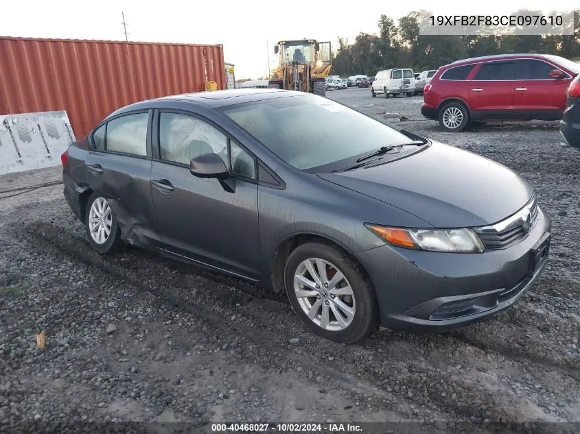 2012 Honda Civic Ex VIN: 19XFB2F83CE097610 Lot: 40468027