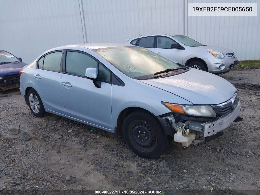 2012 Honda Civic Lx VIN: 19XFB2F59CE005650 Lot: 40522797