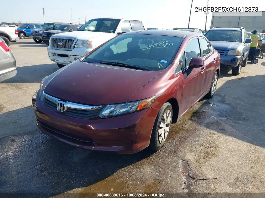 2012 Honda Civic Lx VIN: 2HGFB2F5XCH612873 Lot: 40539616