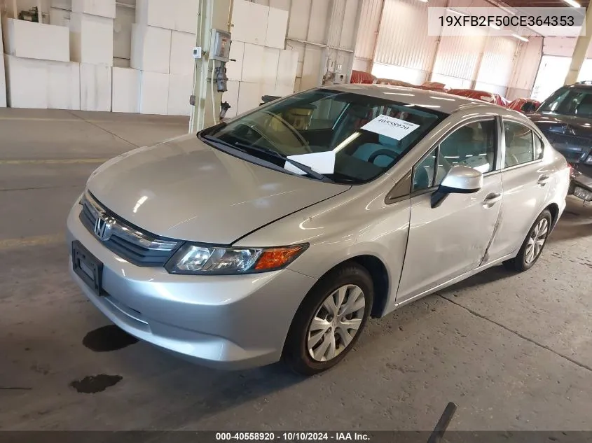 2012 Honda Civic Lx VIN: 19XFB2F50CE364353 Lot: 40558920