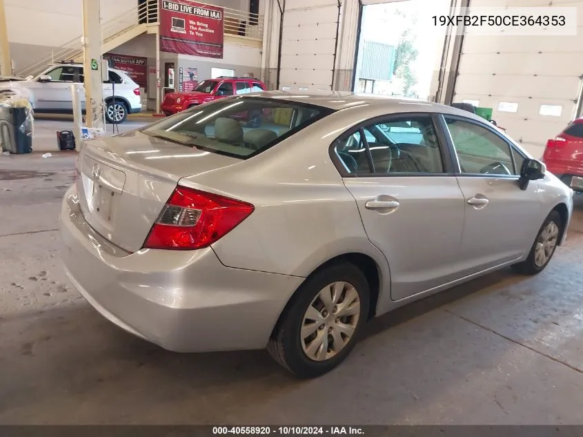 2012 Honda Civic Lx VIN: 19XFB2F50CE364353 Lot: 40558920