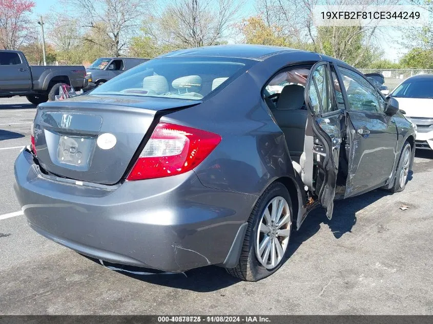 2012 Honda Civic Ex VIN: 19XFB2F81CE344249 Lot: 40578725