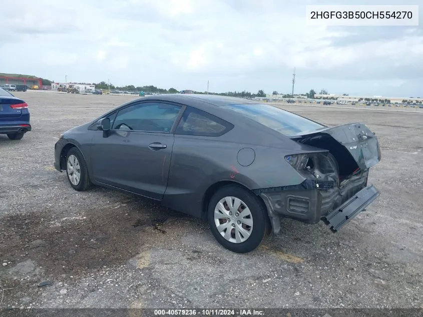 2012 Honda Civic Lx VIN: 2HGFG3B50CH554270 Lot: 40579236