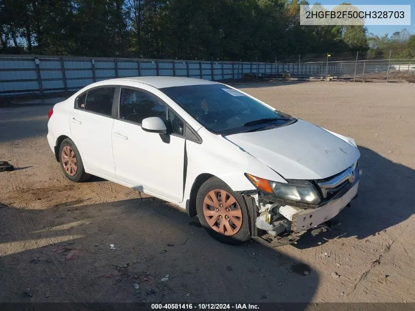 2012 Honda Civic Lx VIN: 2HGFB2F50CH328703 Lot: 40581416