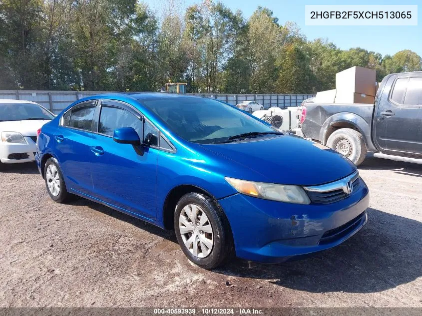 2012 Honda Civic Lx VIN: 2HGFB2F5XCH513065 Lot: 40593939