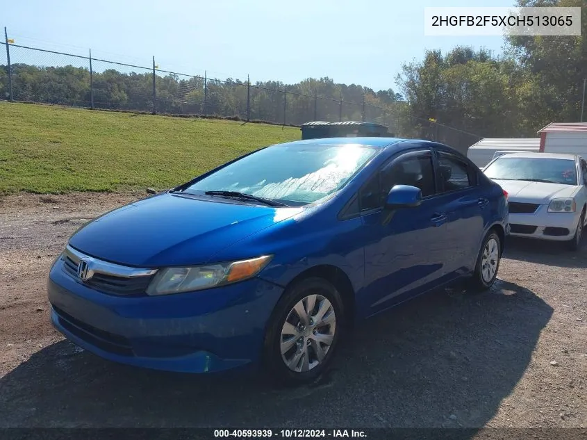 2012 Honda Civic Lx VIN: 2HGFB2F5XCH513065 Lot: 40593939