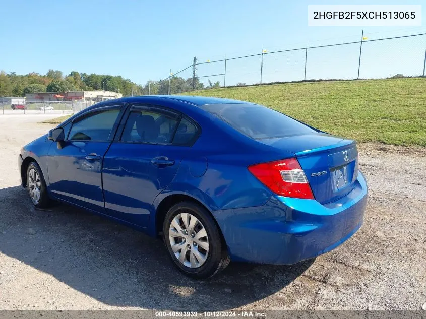 2012 Honda Civic Lx VIN: 2HGFB2F5XCH513065 Lot: 40593939