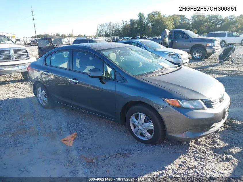 2012 Honda Civic Sdn Lx VIN: 2HGFB2F57CH300851 Lot: 40621493