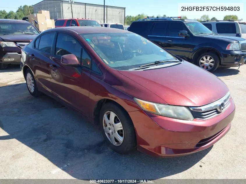 2HGFB2F57CH594803 2012 Honda Civic Lx