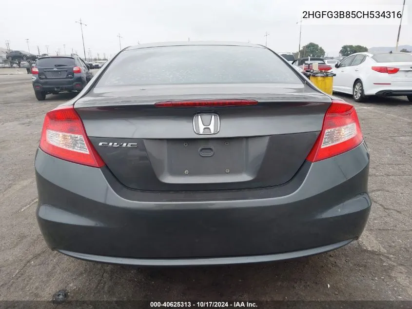 2012 Honda Civic Ex VIN: 2HGFG3B85CH534316 Lot: 40625313