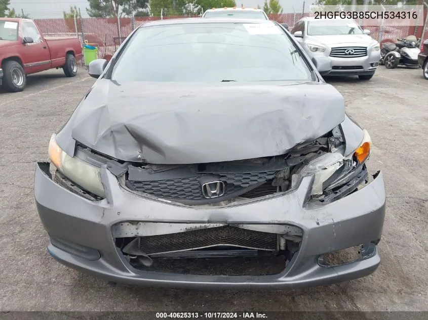 2012 Honda Civic Ex VIN: 2HGFG3B85CH534316 Lot: 40625313