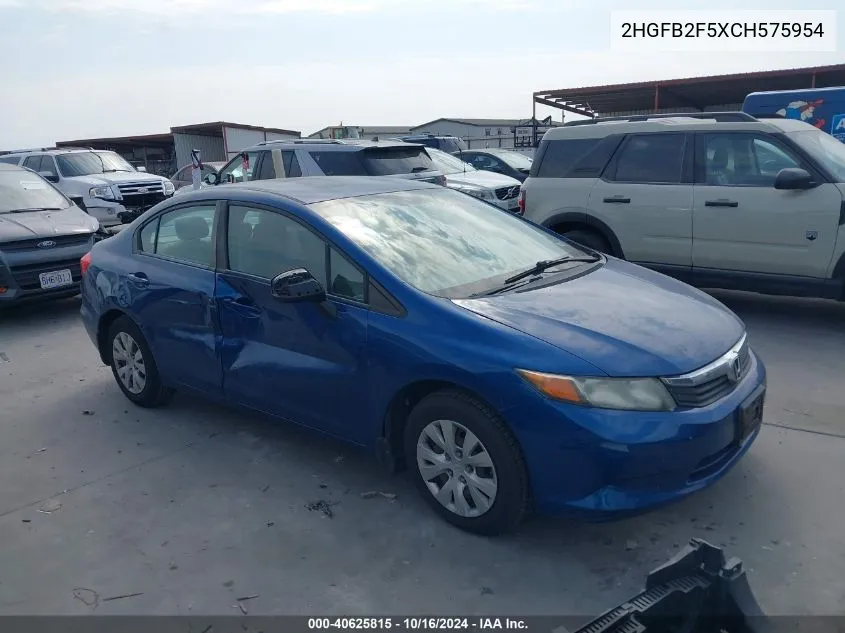 2HGFB2F5XCH575954 2012 Honda Civic Sdn Lx