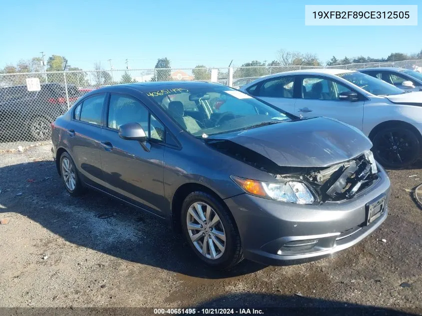 2012 Honda Civic Ex VIN: 19XFB2F89CE312505 Lot: 40651495