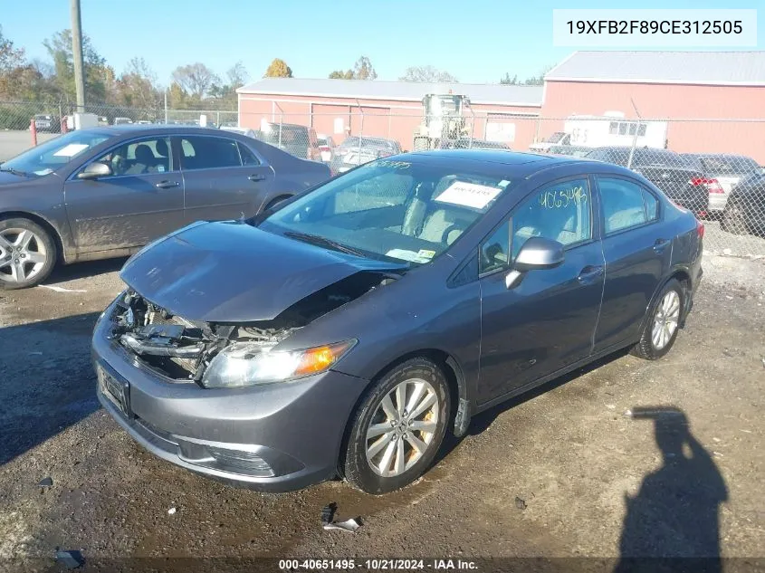 2012 Honda Civic Ex VIN: 19XFB2F89CE312505 Lot: 40651495