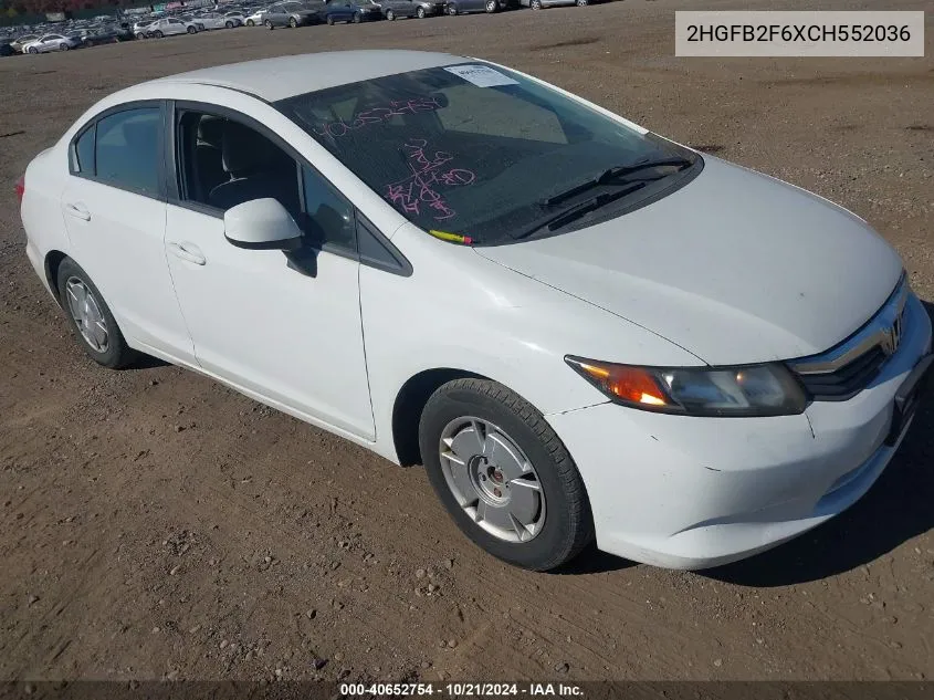 2012 Honda Civic Hf VIN: 2HGFB2F6XCH552036 Lot: 40652754