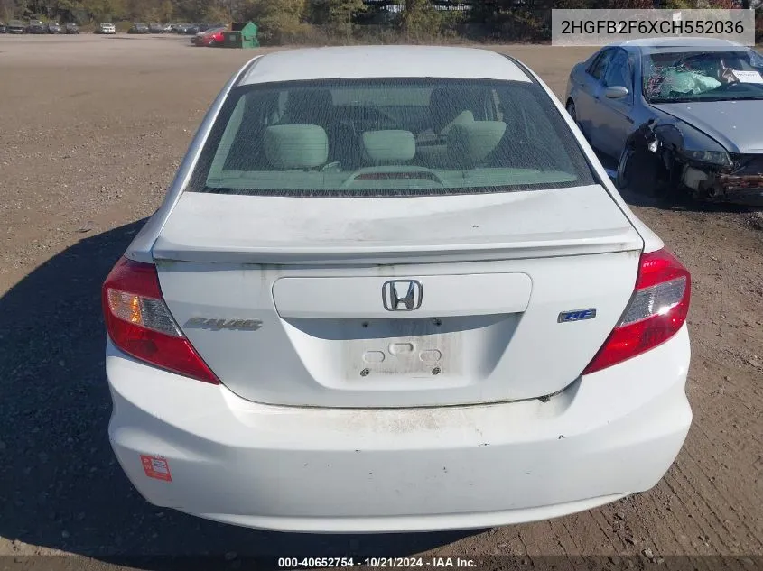 2012 Honda Civic Hf VIN: 2HGFB2F6XCH552036 Lot: 40652754