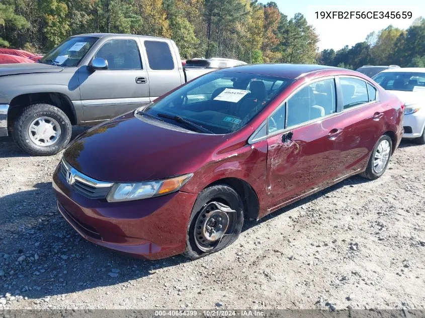 2012 Honda Civic Sdn Lx VIN: 19XFB2F56CE345659 Lot: 40654399