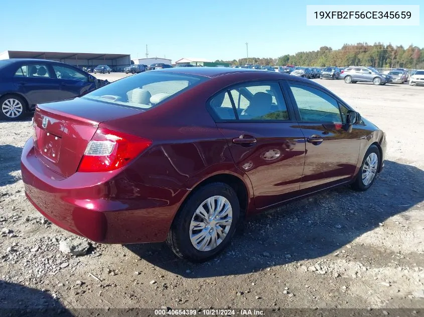 2012 Honda Civic Sdn Lx VIN: 19XFB2F56CE345659 Lot: 40654399