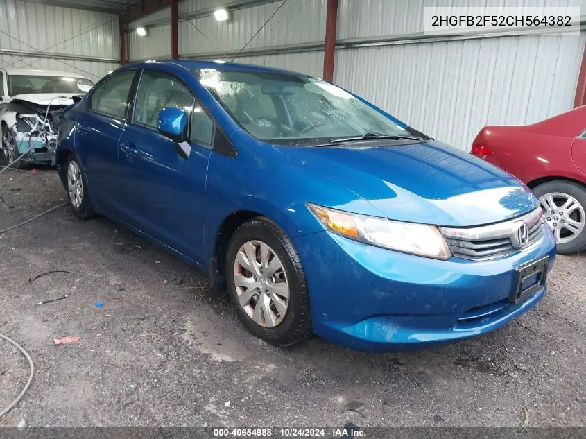 2012 Honda Civic Sdn Lx VIN: 2HGFB2F52CH564382 Lot: 40654988