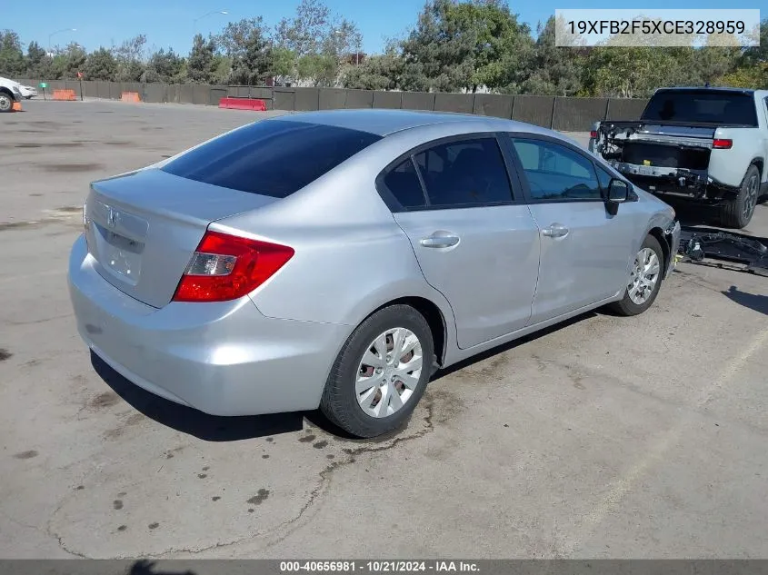 2012 Honda Civic Sdn Lx VIN: 19XFB2F5XCE328959 Lot: 40656981