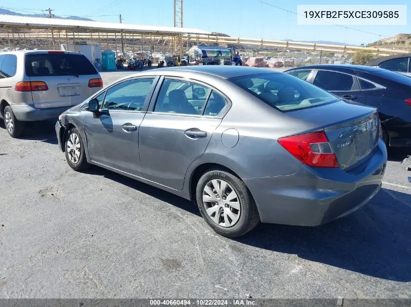 2012 Honda Civic Sdn Lx VIN: 19XFB2F5XCE309585 Lot: 40660494