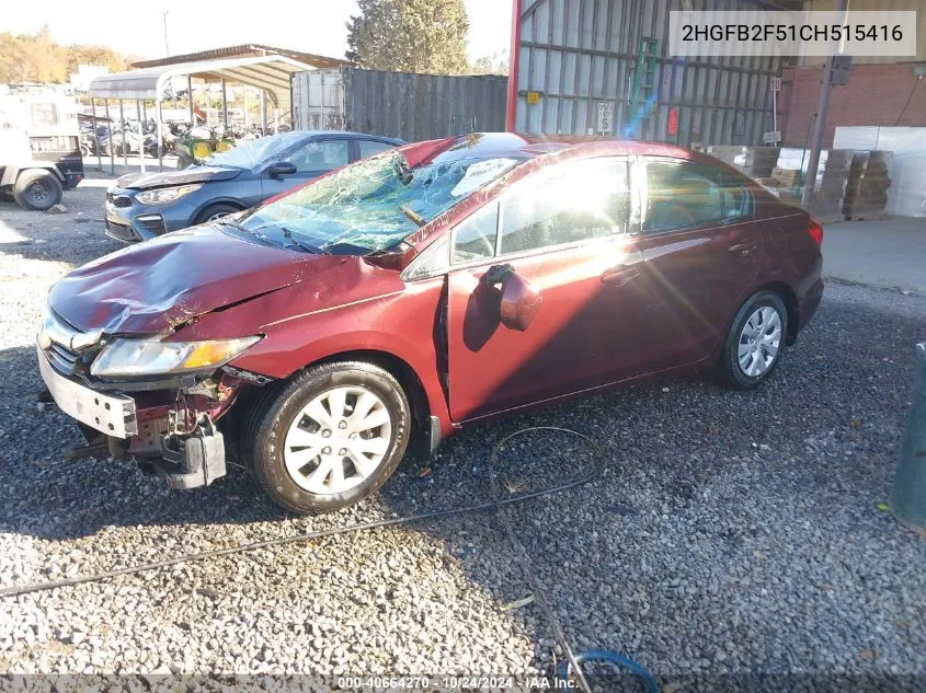 2HGFB2F51CH515416 2012 Honda Civic Sdn Lx