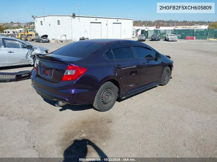 2012 Honda Civic Sdn Lx VIN: 2HGFB2F5XCH605809 Lot: 40666154