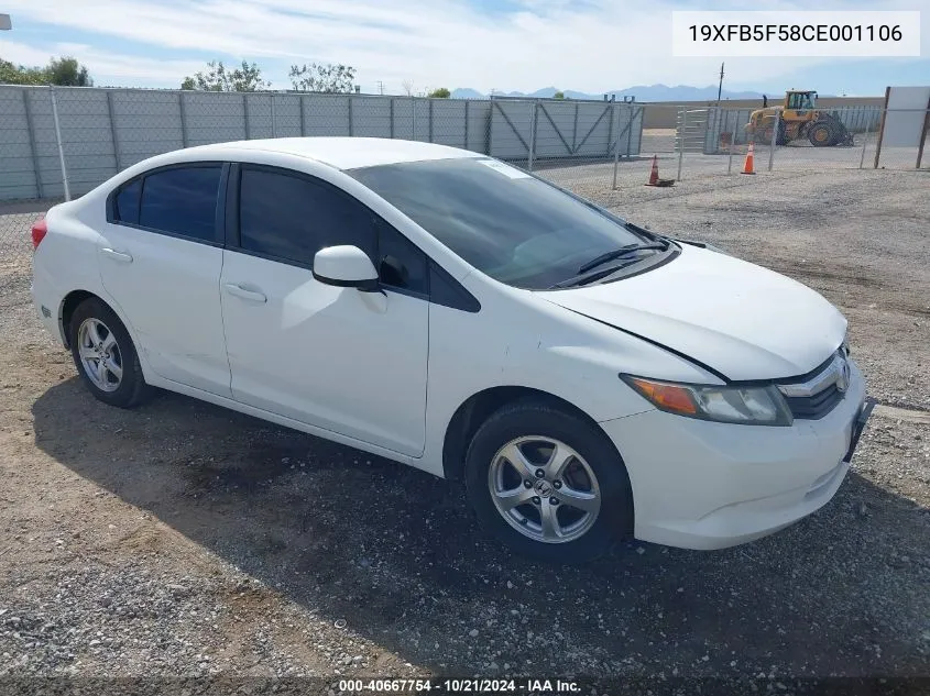 2012 Honda Civic Natural Gas VIN: 19XFB5F58CE001106 Lot: 40667754