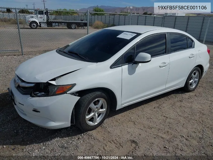 2012 Honda Civic Natural Gas VIN: 19XFB5F58CE001106 Lot: 40667754