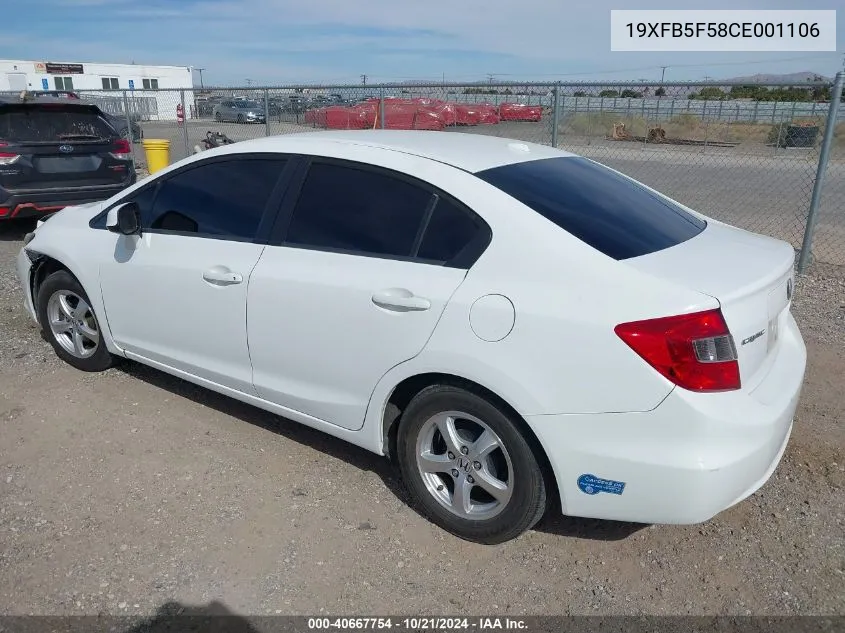 2012 Honda Civic Natural Gas VIN: 19XFB5F58CE001106 Lot: 40667754