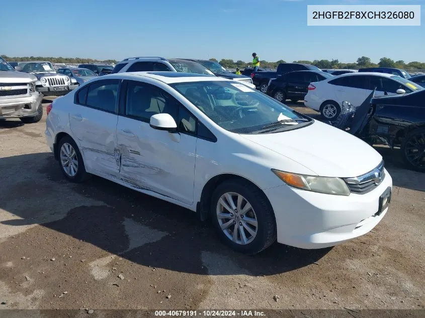 2012 Honda Civic Ex VIN: 2HGFB2F8XCH326080 Lot: 40679191