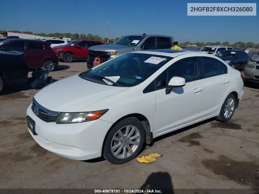 2012 Honda Civic Ex VIN: 2HGFB2F8XCH326080 Lot: 40679191