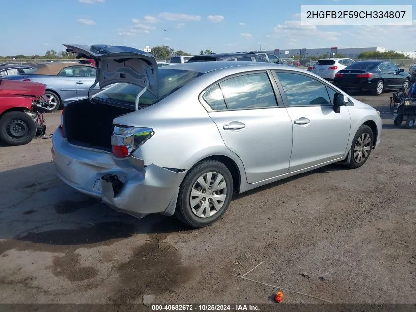 2HGFB2F59CH334807 2012 Honda Civic Sdn Lx