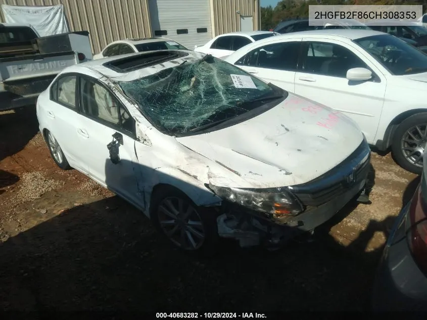 2012 Honda Civic Ex VIN: 2HGFB2F86CH308353 Lot: 40683282