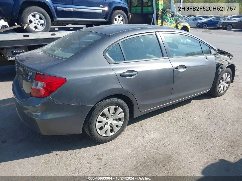 2HGFB2F52CH521757 2012 Honda Civic Sdn Lx