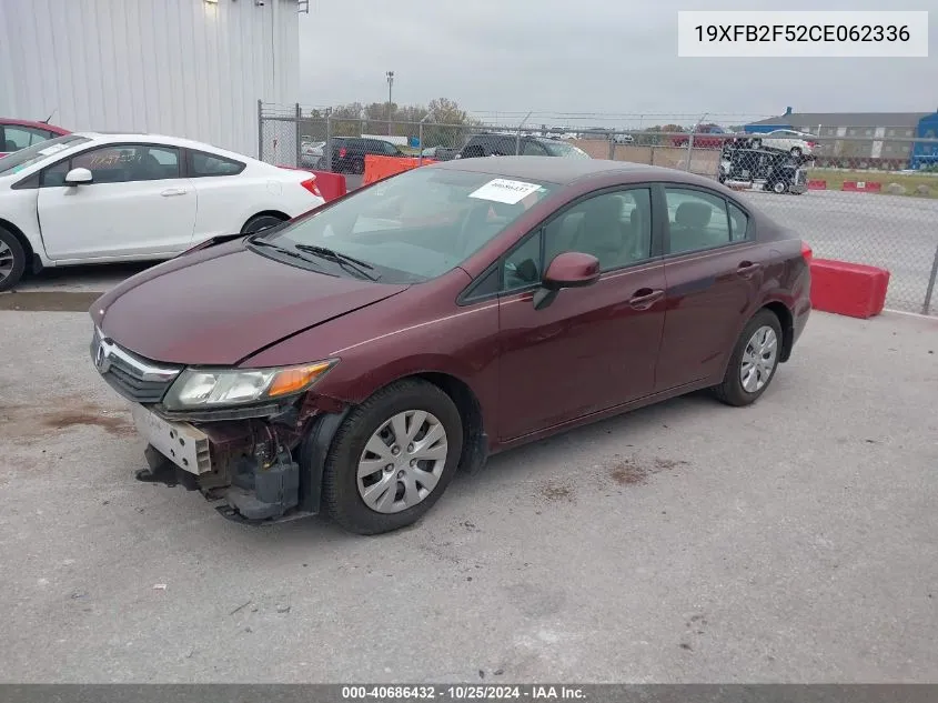 2012 Honda Civic Sdn Lx VIN: 19XFB2F52CE062336 Lot: 40686432