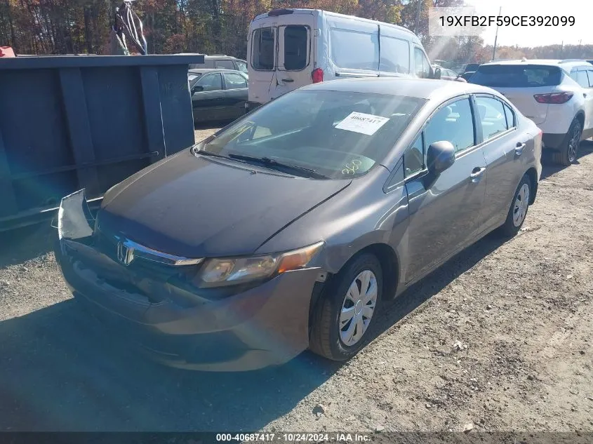 2012 Honda Civic Sdn Lx VIN: 19XFB2F59CE392099 Lot: 40687417