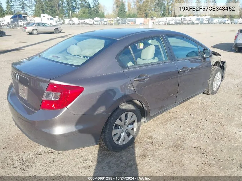 19XFB2F57CE343452 2012 Honda Civic Sdn Lx