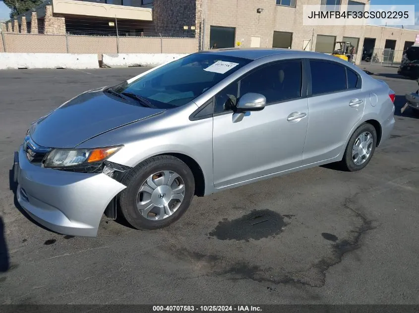 2012 Honda Civic Hybrid VIN: JHMFB4F33CS002295 Lot: 40707583