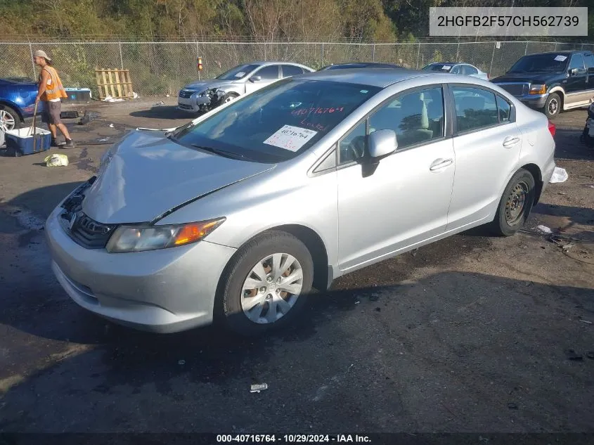 2012 Honda Civic Lx VIN: 2HGFB2F57CH562739 Lot: 40716764