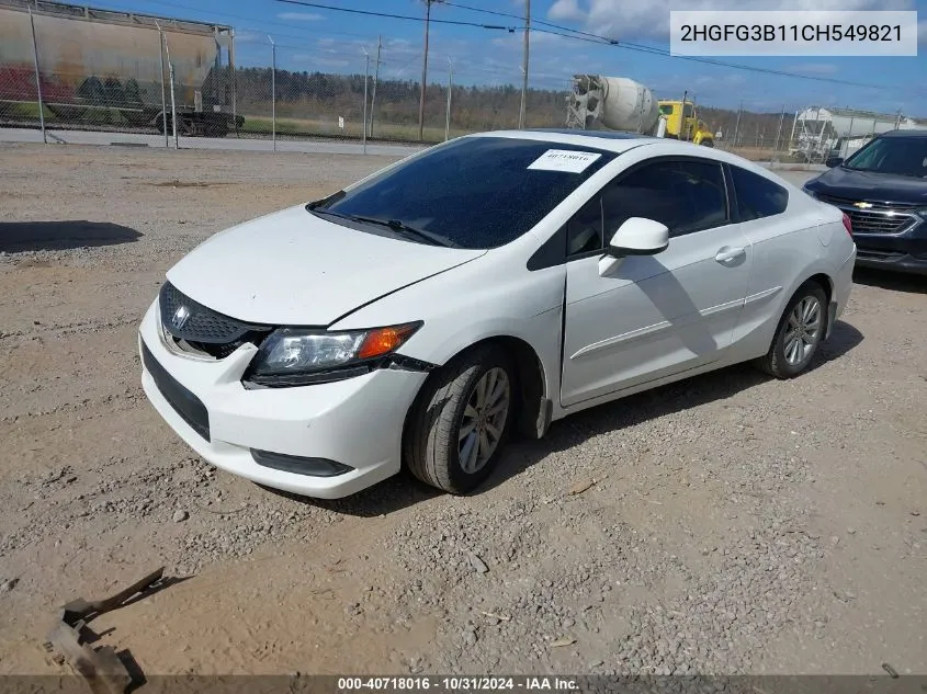 2012 Honda Civic Ex-L VIN: 2HGFG3B11CH549821 Lot: 40718016